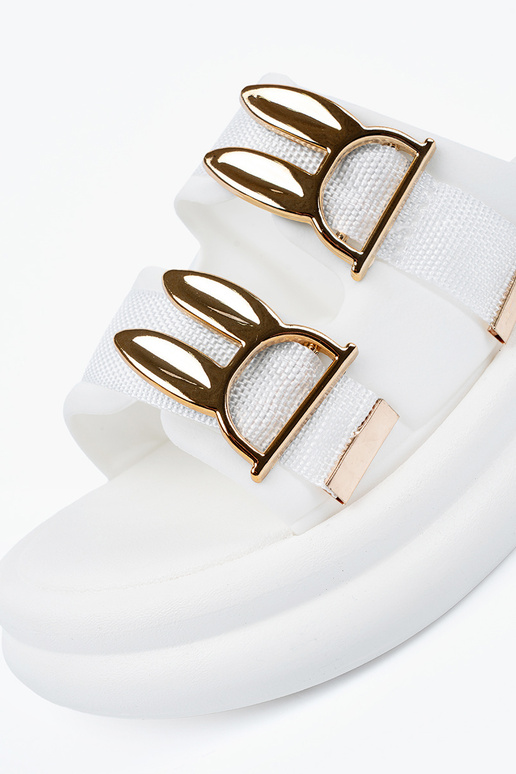 Baltos spalvos šlepetės su auksinėmis...