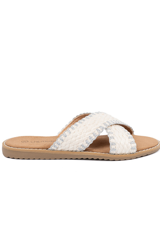 baltos spalvos Šlepetės pinti ant... baltos spalvos Šlepetės pinti ant...