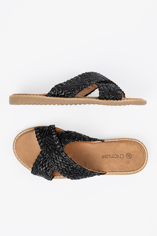 Juodos spalvos moteriškos šlepetės su...