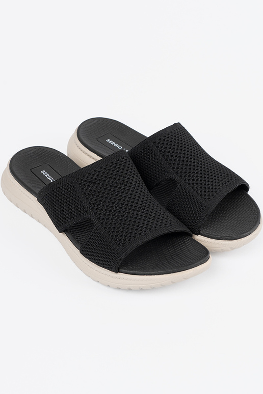 Juodos spalvos moteriškos šlepetės su...