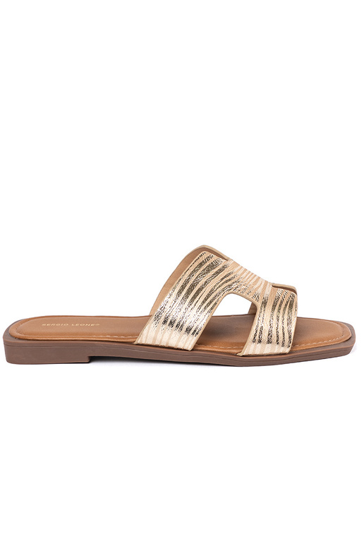 Aukso spalvos šlepetės su kvadratine...