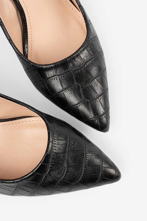 Juodos klasikinės lodičkės su raštu Juodos klasikinės lodičkės su raštu