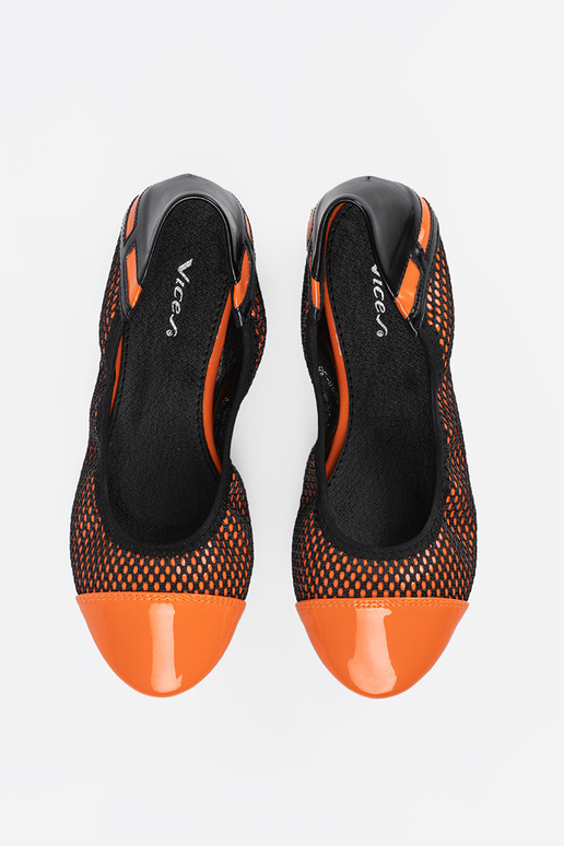 Oranžinės spalvos balerinos su juodu...