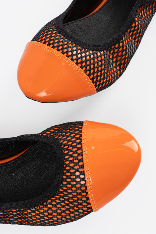 Oranžinės spalvos balerinos su juodu...