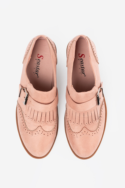 Rožinės spalvos plokšti mokasinai iš...