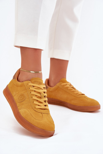 iš zomšos Sneakers modelio batai Moteriškas Big Star RR274846 HI-POLY SYSTEM geltonos spalvos
