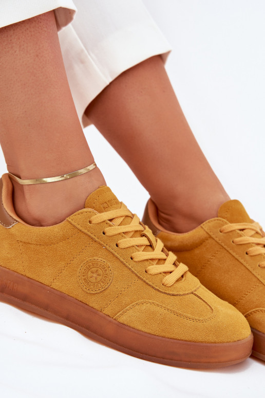 iš zomšos Sneakers modelio batai Moteriškas Big Star RR274846 HI-POLY SYSTEM geltonos spalvos