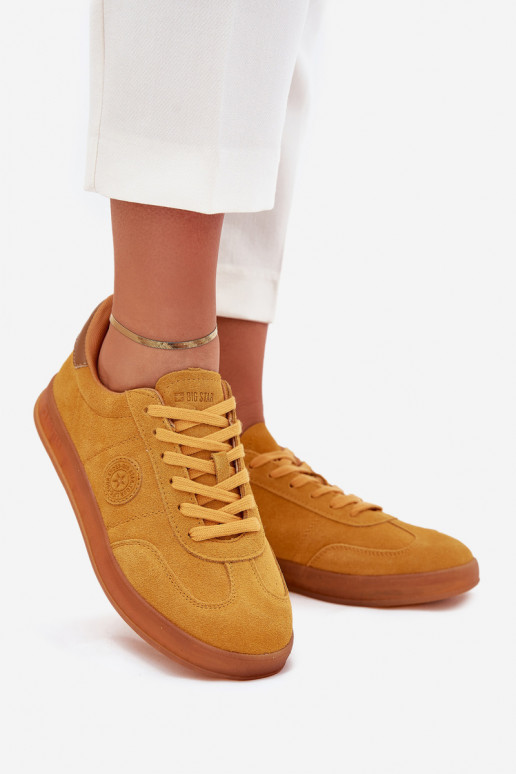 iš zomšos Sneakers modelio batai Moteriškas Big Star RR274846 HI-POLY SYSTEM geltonos spalvos