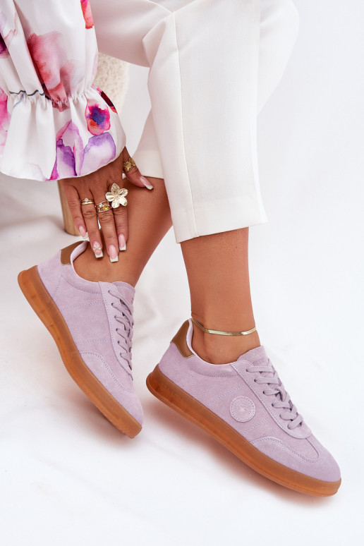 iš zomšos Sneakers modelio batai Moteriškas Big Star RR274850 HI-POLY SYSTEM Violetinės spalvos