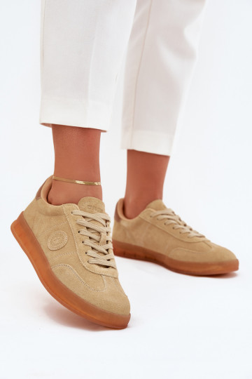 iš zomšos Sneakers modelio batai Moteriškas Big Star RR274849 HI-POLY SYSTEM smėlio spalvos