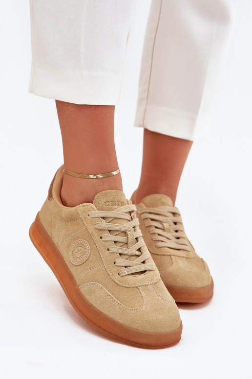 iš zomšos Sneakers modelio batai Moteriškas Big Star RR274849 HI-POLY SYSTEM smėlio spalvos
