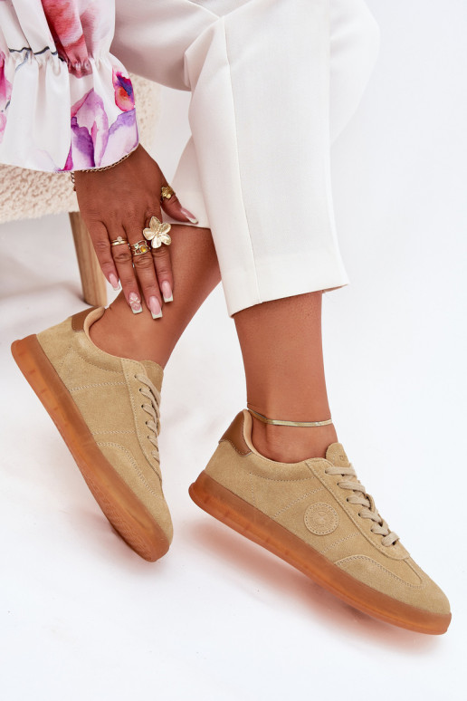 iš zomšos Sneakers modelio batai Moteriškas Big Star RR274849 HI-POLY SYSTEM smėlio spalvos