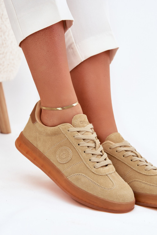 iš zomšos Sneakers modelio batai Moteriškas Big Star RR274849 HI-POLY SYSTEM smėlio spalvos