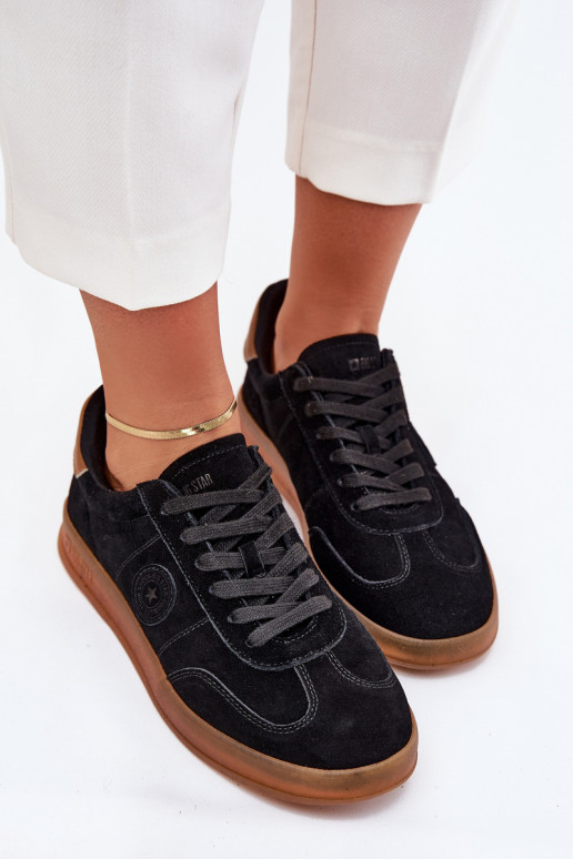 iš zomšos Sneakers modelio batai Moteriškas Big Star RR274851 HI-POLY SYSTEM juodos spalvos