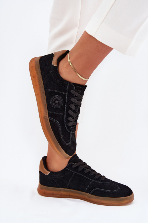 iš zomšos Sneakers modelio batai Moteriškas Big Star RR274851 HI-POLY SYSTEM juodos spalvos