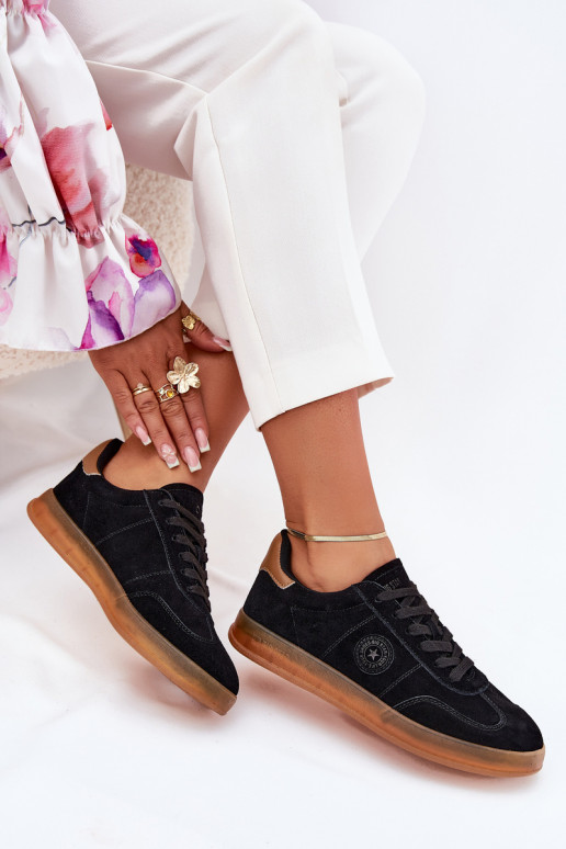 iš zomšos Sneakers modelio batai Moteriškas Big Star RR274851 HI-POLY SYSTEM juodos spalvos