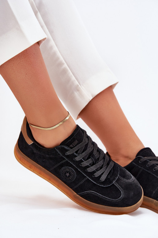 iš zomšos Sneakers modelio batai Moteriškas Big Star RR274851 HI-POLY SYSTEM juodos spalvos