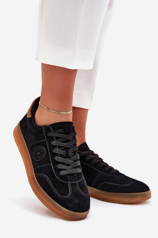 iš zomšos Sneakers modelio batai Moteriškas Big Star RR274851 HI-POLY SYSTEM juodos spalvos