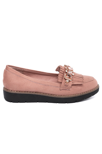 rožinės spalvos iš zomšos mokasinai puošti kristalais 2