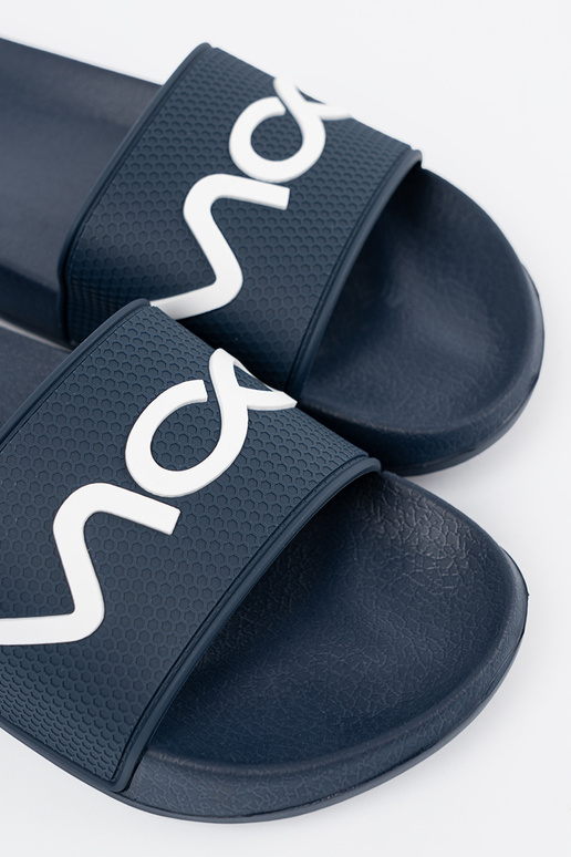 tamsiai mėlynos spalvos Šlepetės su užrašu