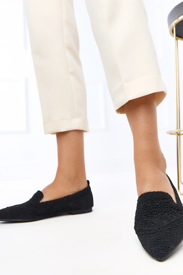 Juodos ajourinės moteriškos balerinos Gerania 2