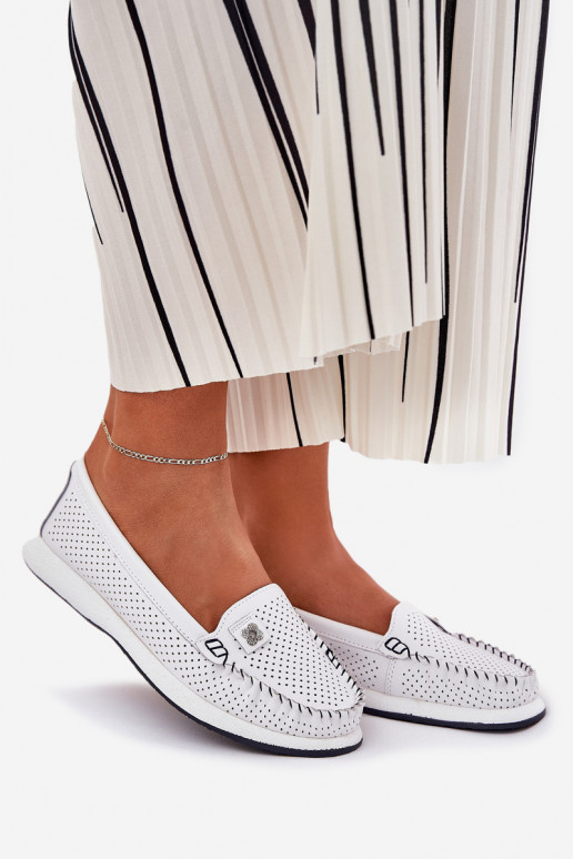 Oda moteriški mokasinai S.Barski LR51-673 baltos spalvos