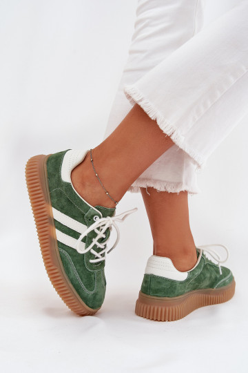 iš zomšos Sneakers modelio batai Moteriškas su platforma žalios spalvos Venera