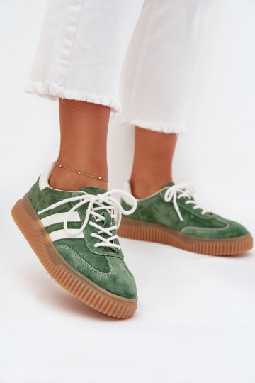 iš zomšos Sneakers modelio batai Moteriškas su platforma žalios spalvos Venera 2