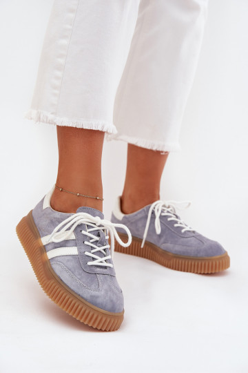 iš zomšos Sneakers modelio batai Moteriškas su platforma mėlynos spalvos Venera