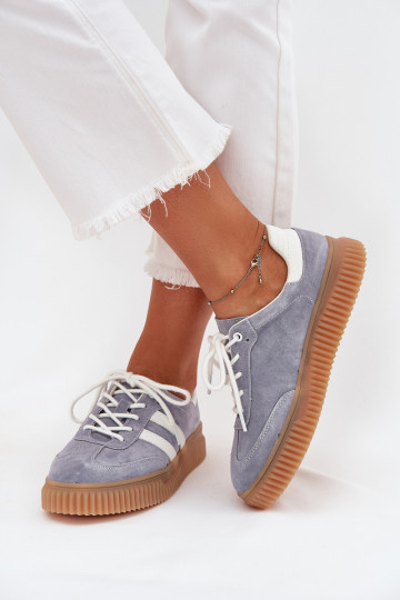 iš zomšos Sneakers modelio batai Moteriškas su platforma mėlynos spalvos Venera 2