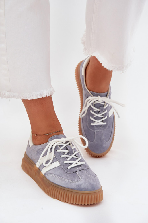 iš zomšos Sneakers modelio batai Moteriškas su platforma mėlynos spalvos Venera