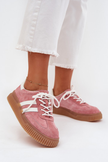 iš zomšos Sneakers modelio batai Moteriškas su platforma rožinės spalvos Venera 2