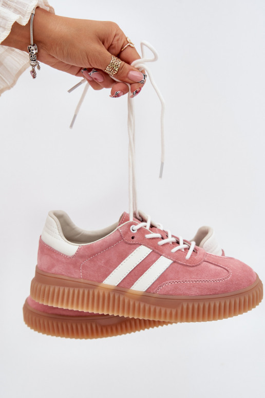 iš zomšos Sneakers modelio batai Moteriškas su platforma rožinės spalvos Venera iš zomšos Sneakers modelio batai Moteriškas su platforma rožinės spalvos Venera