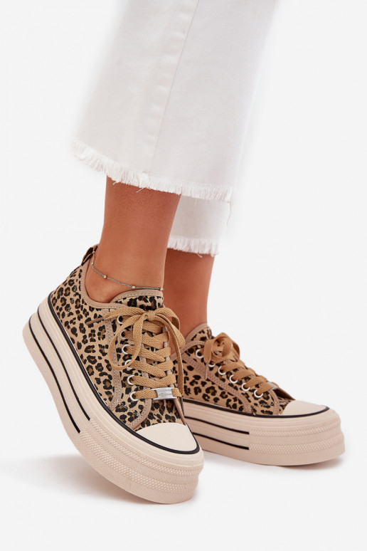 Laisvalaikio bateliai su platforma su leopardo kailio raštais Tai turirinae