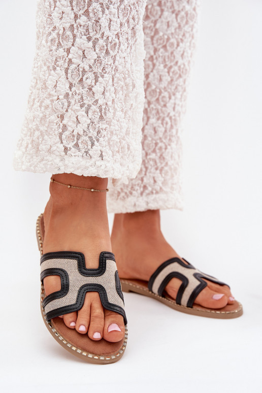 Moteriškos šlepetės su plačiais kulniukais juodos spalvos Vereya