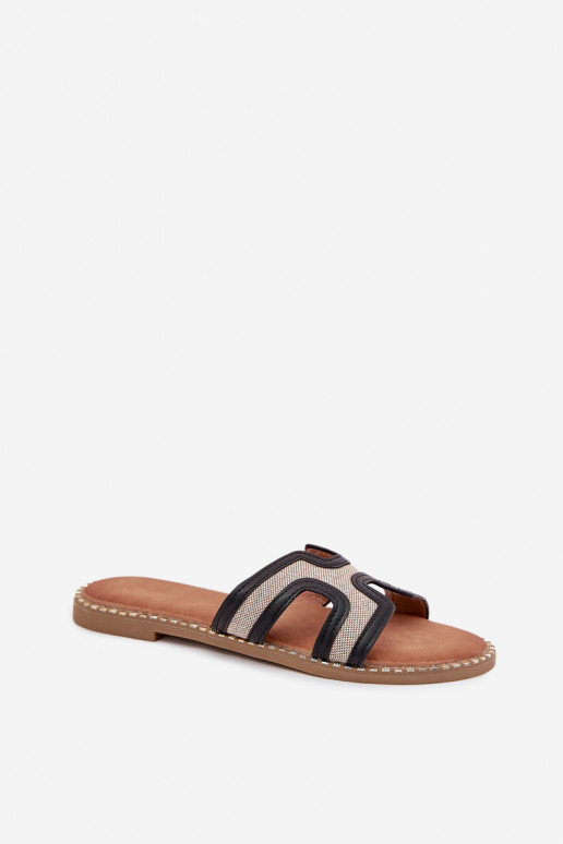 Moteriškos šlepetės su plačiais kulniukais juodos spalvos Vereya