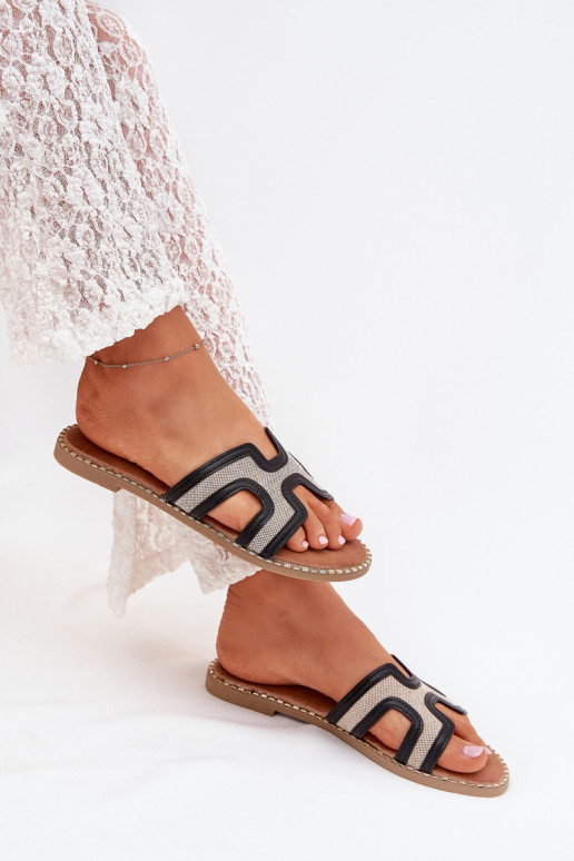 Moteriškos šlepetės su plačiais kulniukais juodos spalvos Vereya