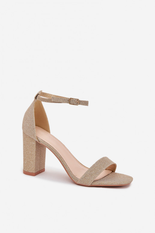 su blizgesiu Moteriškos aukštakulnės basutės aukso spalvos Kavina