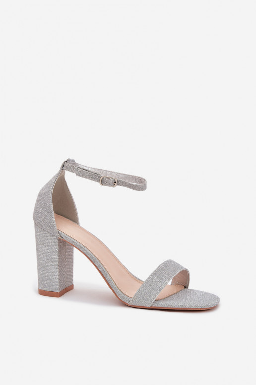 su blizgesiu Moteriškos aukštakulnės basutės sidabro spalvos Kavina su blizgesiu Moteriškos aukštakulnės basutės sidabro spalvos Kavina