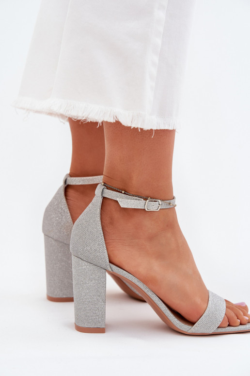 su blizgesiu Moteriškos aukštakulnės basutės sidabro spalvos Kavina su blizgesiu Moteriškos aukštakulnės basutės sidabro spalvos Kavina