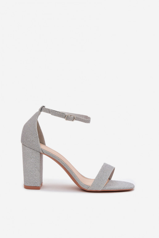 su blizgesiu Moteriškos aukštakulnės basutės sidabro spalvos Kavina su blizgesiu Moteriškos aukštakulnės basutės sidabro spalvos Kavina