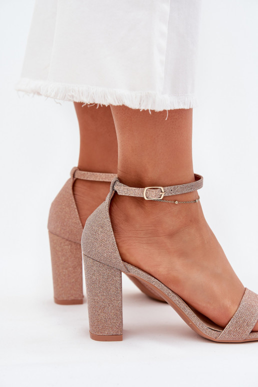 su blizgesiu Moteriškos aukštakulnės basutės rausvo aukso spalvos Kavina