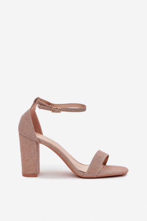 su blizgesiu Moteriškos aukštakulnės basutės rausvo aukso spalvos Kavina