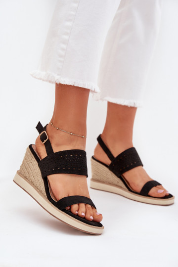 Moteriškos basutės su aužūro elementais Ant platformos Su Braid juodos spalvos Zolira