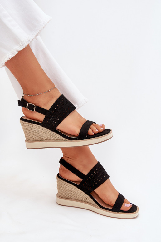 Moteriškos basutės su aužūro elementais Ant platformos Su Braid juodos spalvos Zolira