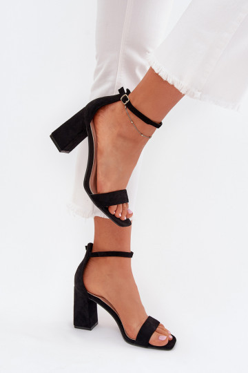 Moteriškos aukštakulnės basutės Z iš eko zomšosu juodos spalvos Elirae 2