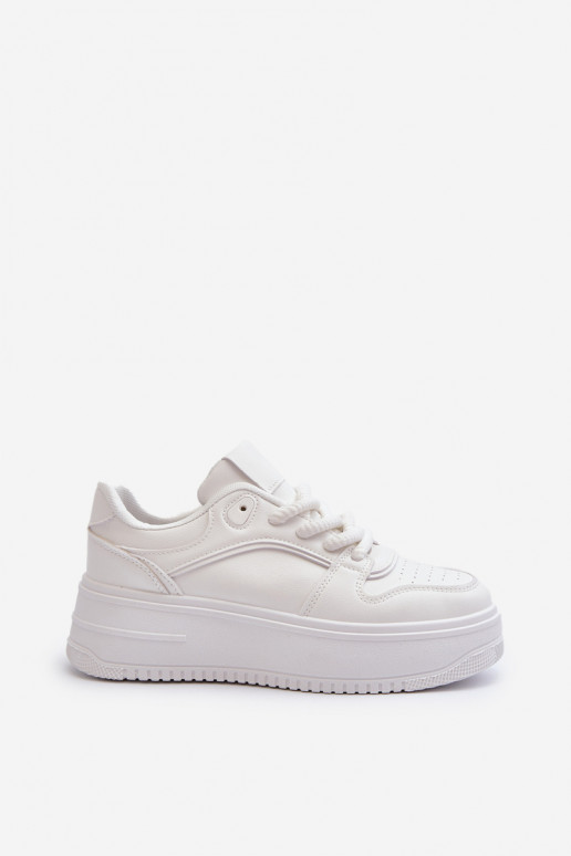 Baltos spalvos sneakers modelio batai su platforma iš dirbtinės odos Vhisper