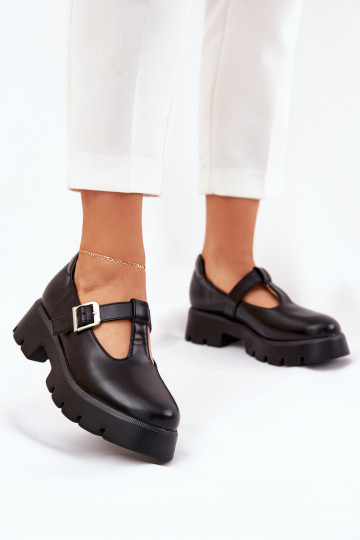 batai Moteriškas su sagtimis su platforma Ir plokščiakulniai juodos spalvos Venda