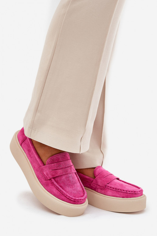 Moteriški mokasinai iš zomšos su platforma Vinceza 79535 rožinės spalvos