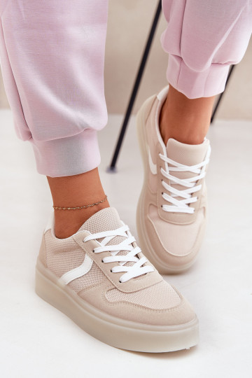 Žemas Sneakers modelio batai Moteriškas su platforma smėlio spalvos Telmira